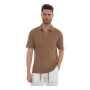 Gran Sasso Linne Polo Skjorta med Sidovents Beige, Herr