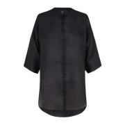 Cortana Ramie Mao Krage Topp Kimono Ärm Black, Dam