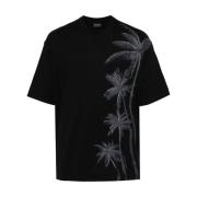 Emporio Armani Svart Palm Tree Print T-shirt Black, Herr