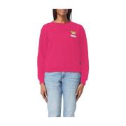 Moschino Bomull Märke Print Sweatshirt Pink, Dam