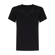 Pinko Svart Bomull T-shirt Rund Krage Korta ärmar Black, Dam