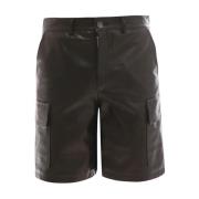 Dfour Svarta Läder Bermuda Shorts Ss22 Black, Herr