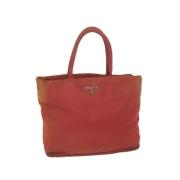 Prada Vintage Pre-owned Nylon handvskor Red, Dam