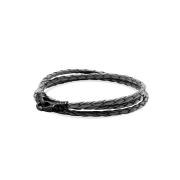 Nialaya Men's Grey Metallic Wrap Around Leather Bracelet Gray, Herr