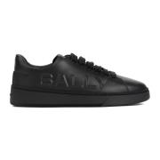 Bally Svarta Lädersneakers Rund Tå Black, Herr