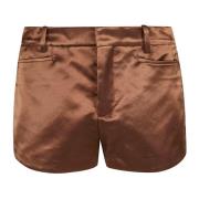 Tom Ford Glanzande Duchesse Bomullsshorts Brown, Dam