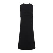 Sportmax Svart Polyester Klänning Utställd Nederkant Black, Dam