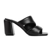 Sergio Rossi Svart Läder Sandal Hög Klack Black, Dam