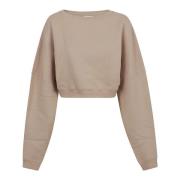 Saint Laurent Cropped Sweatshirt Beige, Dam