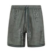 Amiri Grön Silke Staggered Hounds Tooth Shorts Green, Herr