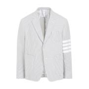 Thom Browne Randig Bomulls Jacka Grå Ss24 Gray, Herr