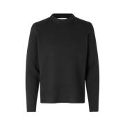 Samsøe Samsøe Räfflad Crew Neck Tröja Black, Herr