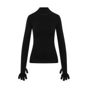 Balenciaga Svart Tech Fabric Tröja med Handskar Black, Dam