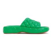 Bottega Veneta Parakeet Grön Läder Sandaler Aw22 Green, Dam
