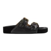 Isabel Marant Svarta Lädersandaler med Nitar Black, Dam