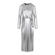 Loewe Silver Metallic Draperad Klänning Aw23 Gray, Dam