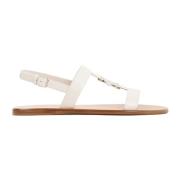 Salvatore Ferragamo Nude Läder Sandaler Vida Stil White, Dam