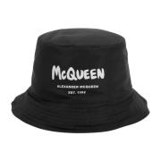Alexander McQueen Svart Logo Bucket Hat Black, Herr
