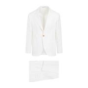 Brunello Cucinelli Vit Linnesuit Med Revers White, Herr