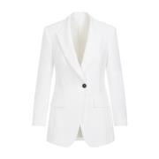 Brunello Cucinelli Vit Viskosjacka Spetsiga Revers White, Dam