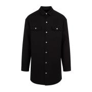 Rick Owens Jumbo Fogpocket Silk Wool Shirt Jacket Black, Herr