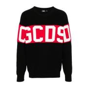 Gcds Stickad Crew Neck Sweater Black, Herr