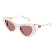 Gucci Platt Front Cat-Eye Solglasögon Gg1565S White, Unisex