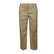 Dondup Slim Chino Byxor Lätt Bomull Gabardin Beige, Dam