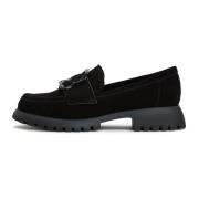 Cesare Gaspari Elegant Platform Loafers i Svart Black, Dam