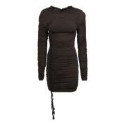 Rotate Birger Christensen Svart Bodycon Klänning med Ruffled Trim Blac...