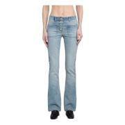 Courrèges Blå Denim Bootcut Byxor Blue, Dam