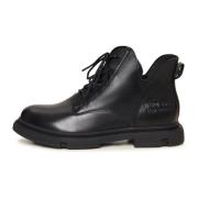Cesare Gaspari Suede Flat Sole Ankle Boots Black, Dam