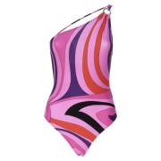 Emilio Pucci MultiColour One Shoulder Baddräkt Multicolor, Dam