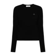 Vivienne Westwood Svart Ull-Kashmirtröja med Orb Logo Black, Dam