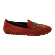 Dolce & Gabbana Kristallbroderade läderloafers Orange, Herr