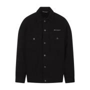 Palm Angels Svart Denimjacka med Logotyptryck Black, Herr