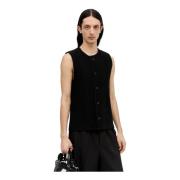 Issey Miyake Veckad Stickad Crewneck Topp Black, Herr