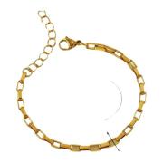 Dansk Copenhagen Guld Square Link Armband Vattentät Yellow, Dam