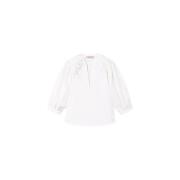 Twinset Blommig Patch Poplin Blus White, Dam