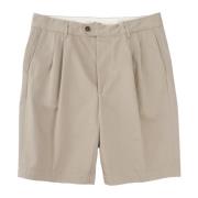 Tela Genova Beige Double Pleat Chino Shorts Beige, Herr