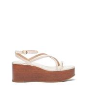 Stuart Weitzman Vävd Kil Sandal Beige, Dam