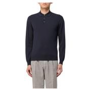 Drumohr Rasato Polo Sweater Blue, Herr