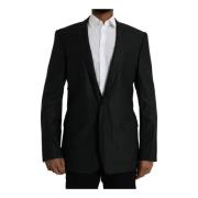 Dolce & Gabbana Svart Ull Blazer Slim Fit Black, Herr