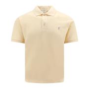 Saint Laurent Broderad Logo Polo Shirt Beige, Herr