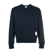 Thom Browne Navy Crew Neck Sweater med Tricolor Stripes Blue, Herr