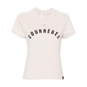 Courrèges Logo Patch Jersey Top Pink, Dam