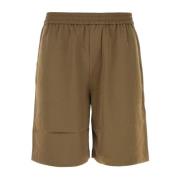 Nanushka Satin Bermuda Shorts i Khaki Brown, Herr