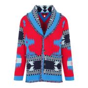 Alanui Geometrisk Jacquard Cardigan Röd Sweater Multicolor, Herr