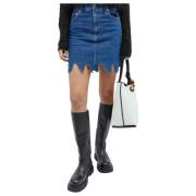 JW Anderson Denim Laserskuren Midi Kjol Blue, Dam