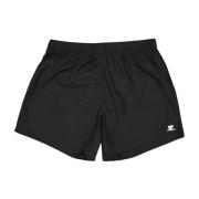 Courrèges Nylon Straight Cut Shorts med Elastisk Midja Black, Herr